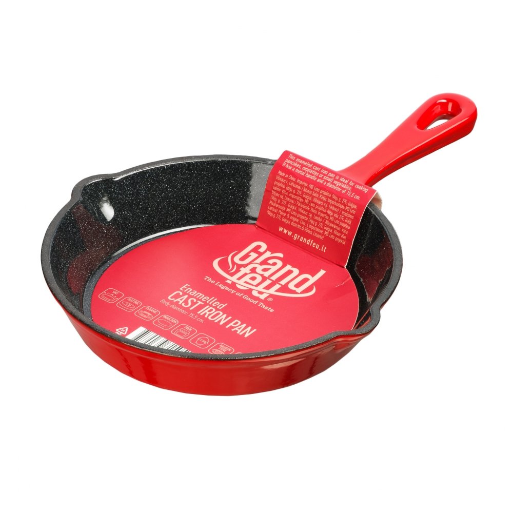 Red enameled cast iron pan 15.5 cm –